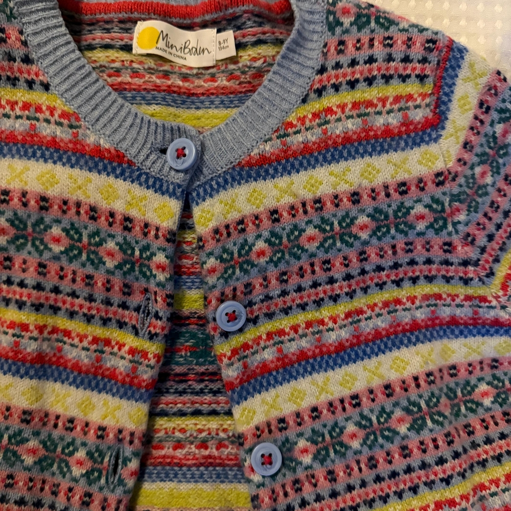 Mini Boden Multicolor Striped Cardigan